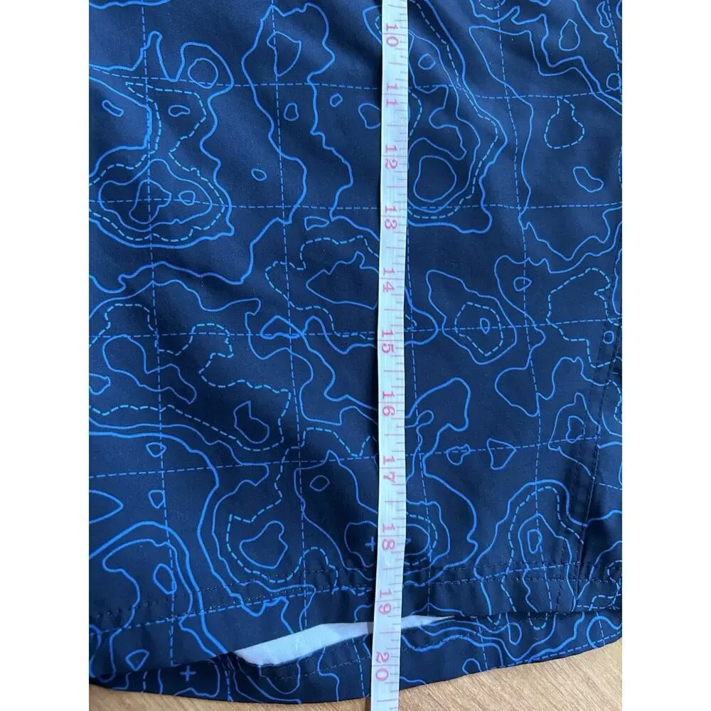 ZeroXposur Men's Blue Topographic Map Print Swim Trunks Shorts Size XL UPF 50+